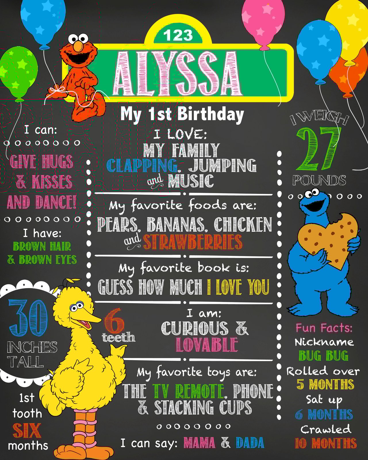 Download Paper Party Supplies Party Supplies 2nd Birthday Elmo Birthday Party Sign Personalized Digital File For 1st Sesame Street Birthday Chalkboard Poster